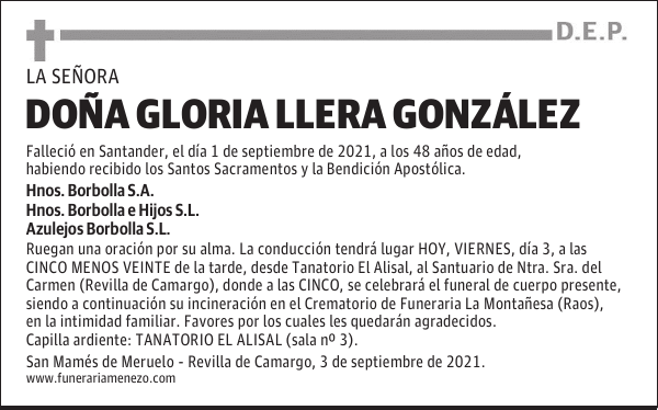 DOÑA GLORIA LLERA GONZÁLEZ