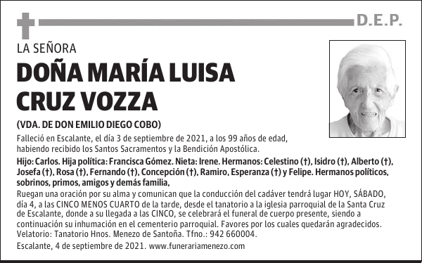 DOÑA MARÍA LUISA CRUZ VOZZA