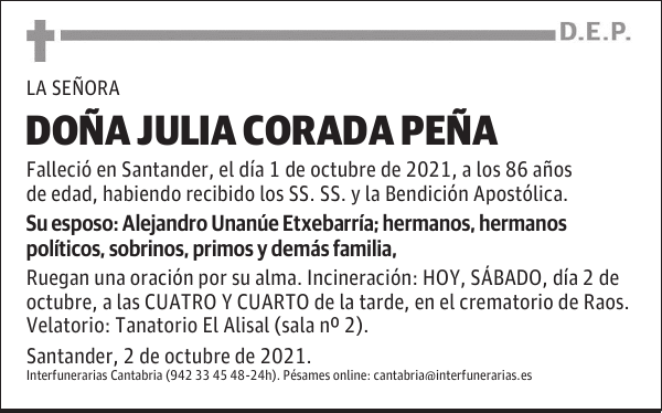 DOÑA JULIA CORADA PEÑA