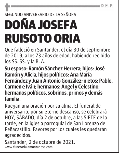 DOÑA JOSEFA RUISOTO ORIA