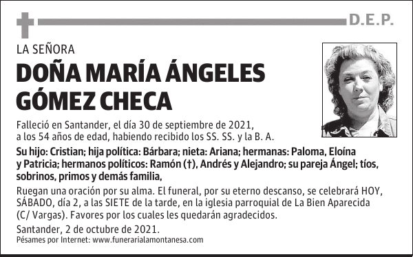 DOÑA MARÍA ÁNGELES GÓMEZ CHECA