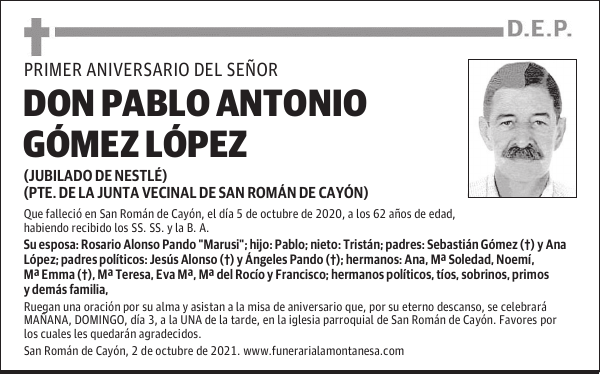 DON PABLO ANTONIO GÓMEZ LÓPEZ