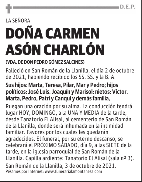 DOÑA CARMEN ASÓN CHARLÓN