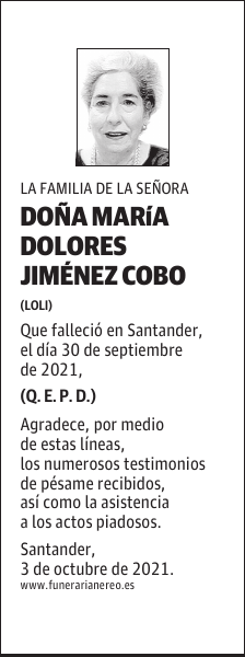 DOÑA MARíA DOLORES JIMÉNEZ COBO