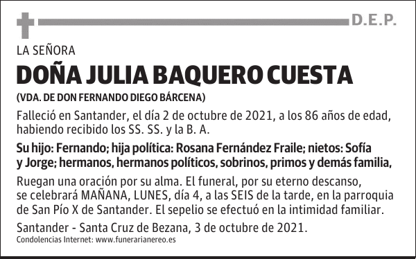 DOÑA JULIA BAQUERO CUESTA