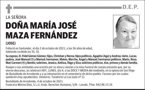 DOÑA MARÍA JOSÉ MAZA FERNÁNDEZ