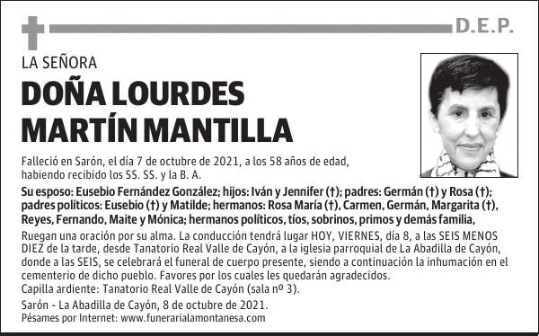 DOÑA LOURDES MARTÍN MANTILLA