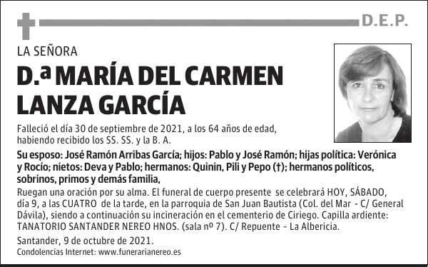 DOÑA MARÍA DEL CARMEN LANZA GARCÍA