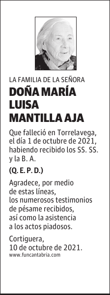 DOÑA MARÍA LUISA MANTILLA AJA