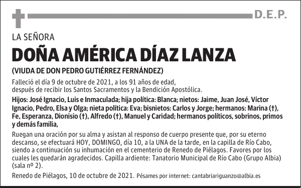 DOÑA AMÉRICA DÍAZ LANZA