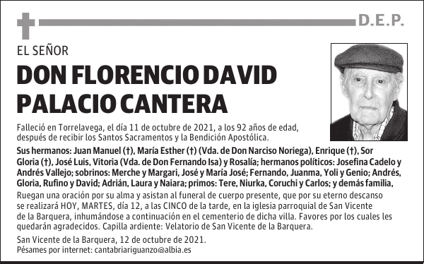DON FLORENCIO DAVID PALACIO CANTERA