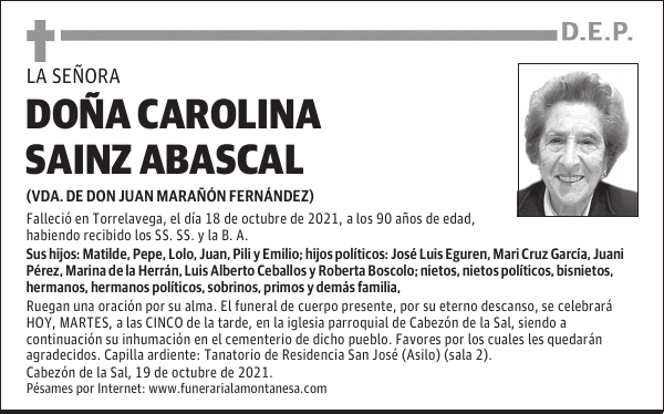 DOÑA CAROLINA SAINZ ABASCAL