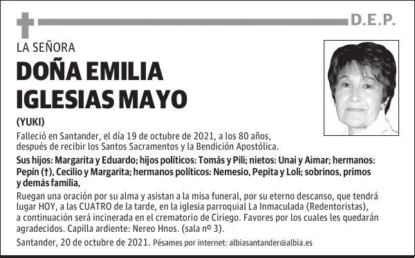 DOÑA EMILIA IGLESIAS MAYO
