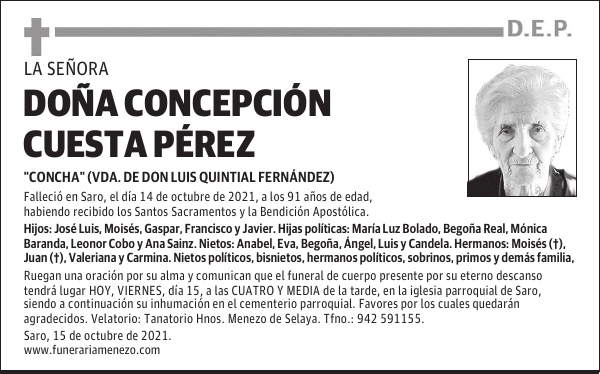 DOÑA CONCEPCIÓN CUESTA PÉREZ