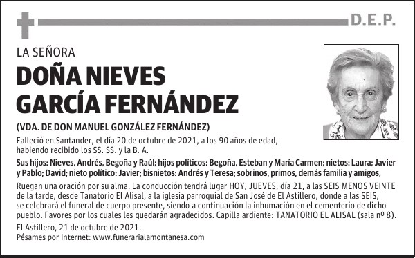 DOÑA NIEVES GARCÍA FERNÁNDEZ