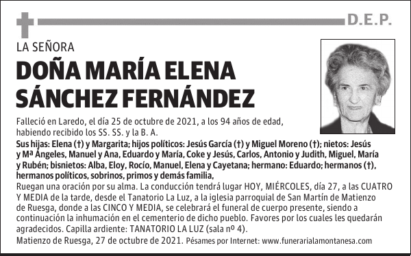 DOÑA MARÍA ELENA SÁNCHEZ FERNÁNDEZ