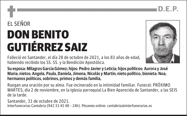DON BENITO GUTIÉRREZ SAIZ