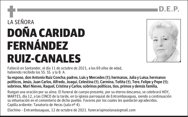DOÑA CARIDAD FERNÁNDEZ RUIZ-CANALES