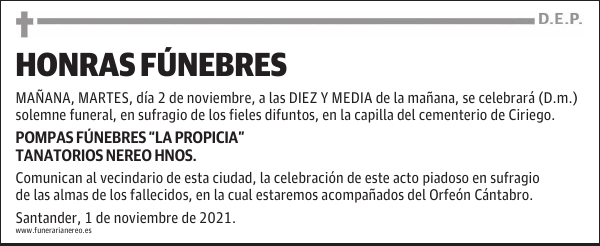 HONRAS FÚNEBRES