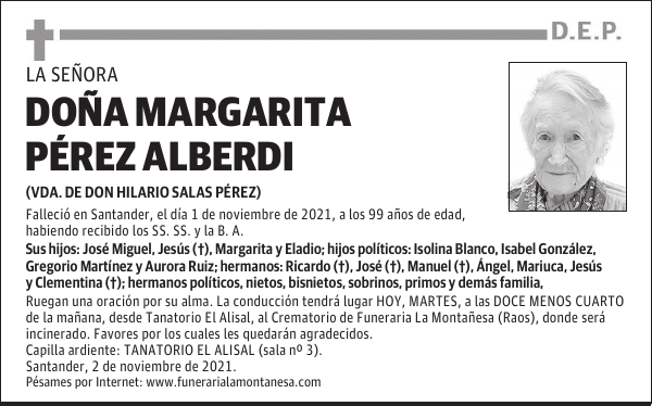 DOÑA MARGARITA PÉREZ ALBERDI
