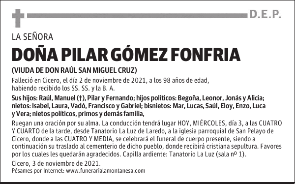 DOÑA PILAR GÓMEZ FONFRIA