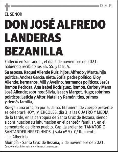 DON JOSÉ ALFREDO LANDERAS BEZANILLA