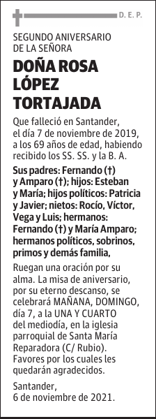 DOÑA ROSA LÓPEZ TORTAJADA