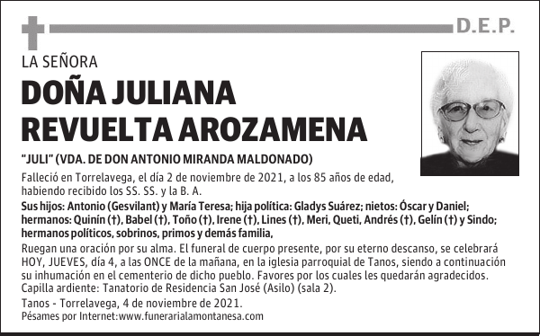 DOÑA JULIANA REVUELTA AROZAMENA