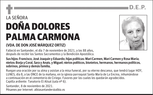 DOÑA DOLORES PALMA CARMONA