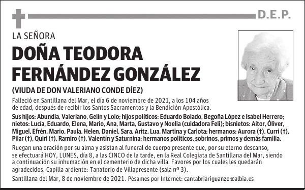 DOÑA TEODORA FERNÁNDEZ GONZÁLEZ