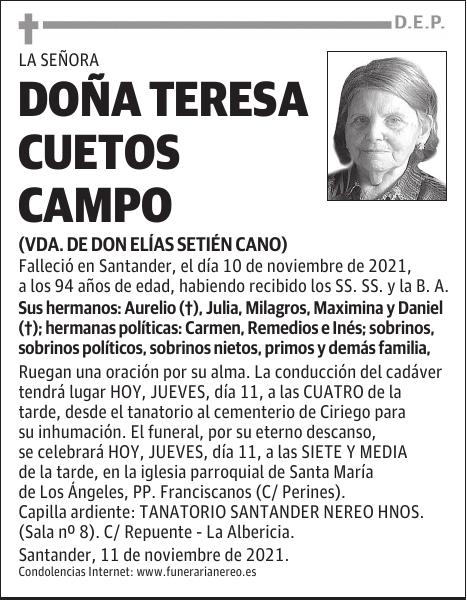 DOÑA TERESA CUETOS CAMPO