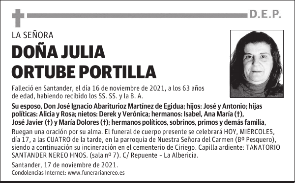 DOÑA JULIA ORTUBE PORTILLA