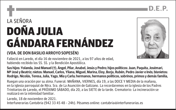 DOÑA JULIA GÁNDARA FERNÁNDEZ