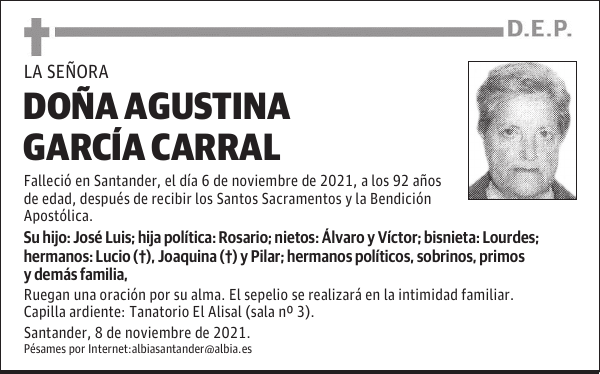 DOÑA AGUSTINA GARCÍA CARRAL