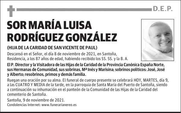 SOR MARÍA LUISA RODRÍGUEZ GONZÁLEZ