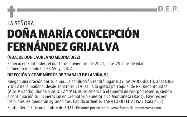 DOÑA MARÍA CONCEPCIÓN FERNÁNDEZ GRIJALVA