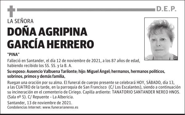 DOÑA AGRIPINA GARCÍA HERRERO