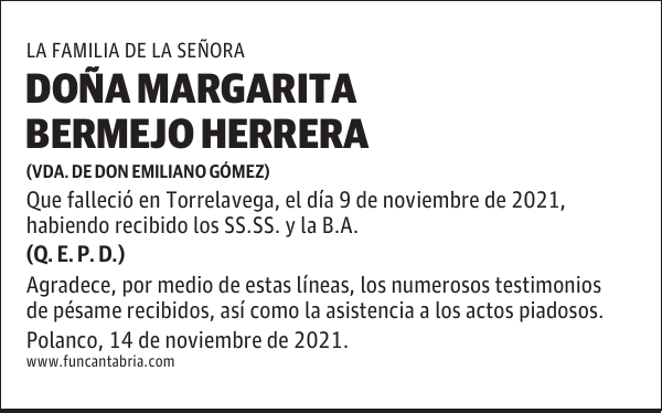 DOÑA MARGARITA BERMEJO HERRERA