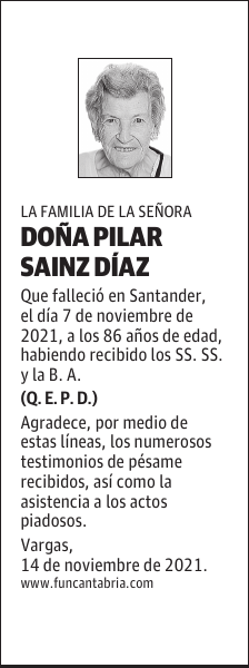DOÑA PILAR SAINZ DÍAZ