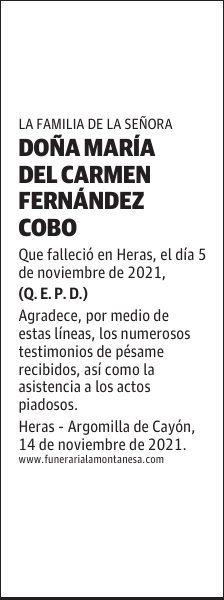 DOÑA MARÍA DEL CARMEN FERNÁNDEZ COBO
