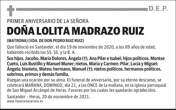 DOÑA LOLITA MADRAZO RUIZ