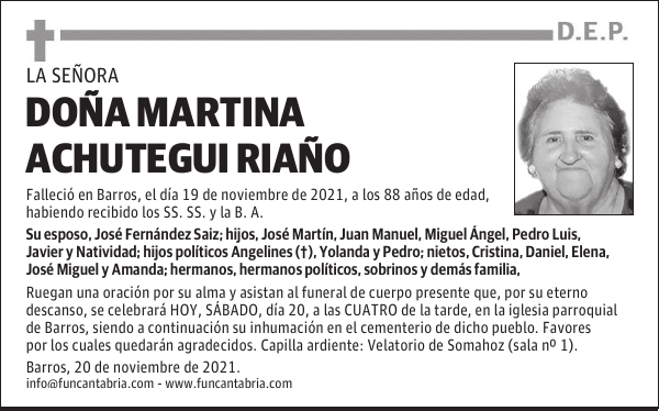 DOÑA MARTINA ACHUTEGUI RIAÑO