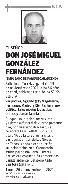 DON JOSÉ MIGUEL GONZÁLEZ FERNÁNDEZ