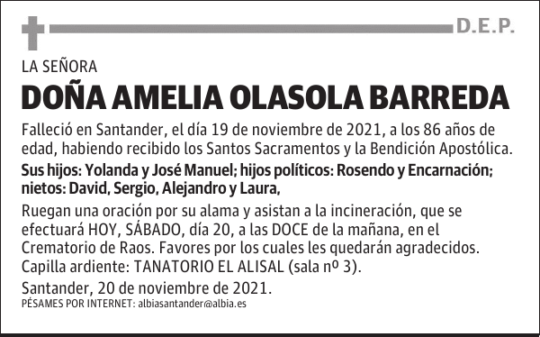 DOÑA AMELIA OLASOLA BARREDA