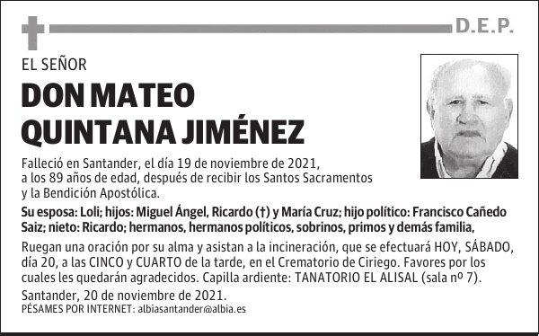 DON MATEO QUINTANA JIMÉNEZ