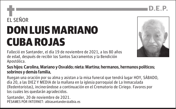 DON LUIS MARIANO CUBA ROJAS