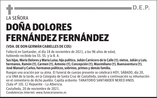 DOÑA DOLORES FERNÁNDEZ FERNÁNDEZ