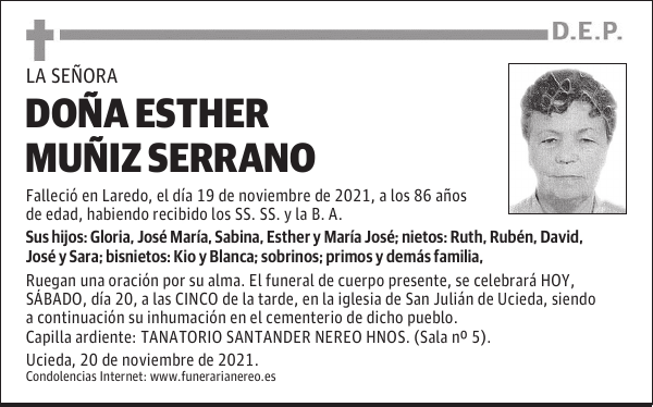 DOÑA ESTHER MUÑIZ SERRANO