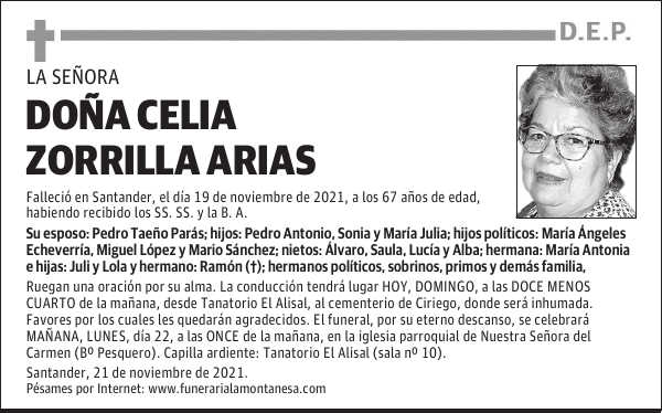 DOÑA CELIA ZORRILLA ARIAS