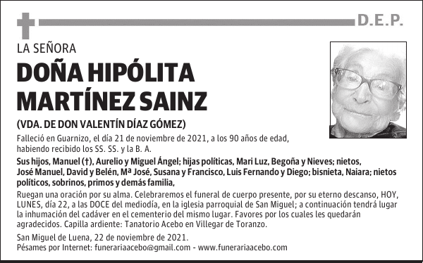 DOÑA HIPÓLITA MARTÍNEZ SAINZ